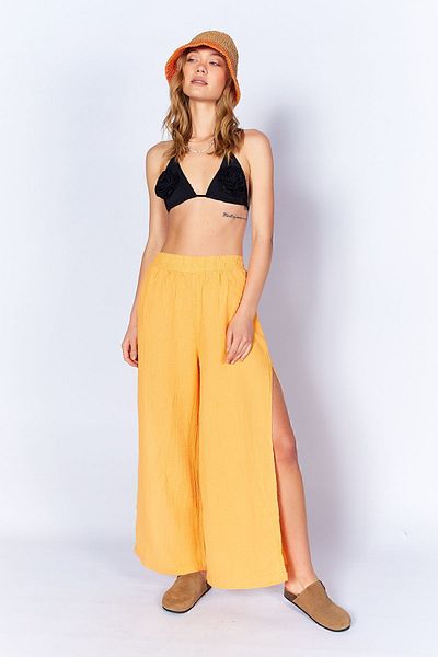 EDITION WOMAN Orange Muslin Loose Slit Comfortable Trousers - Additional100667009-7009