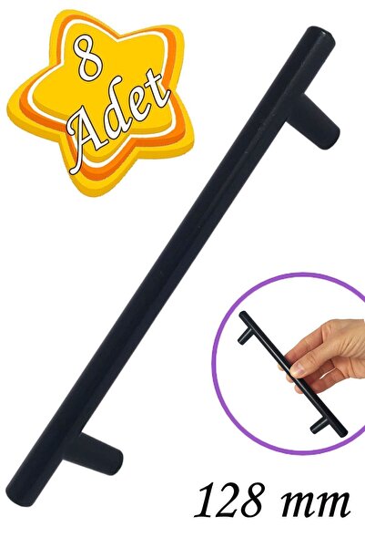 GLASWEN 8 Adet Boy Kulp Mat Siyah 128 mm Kulp Mobilya Mutfak Dolabı Çekmece D...