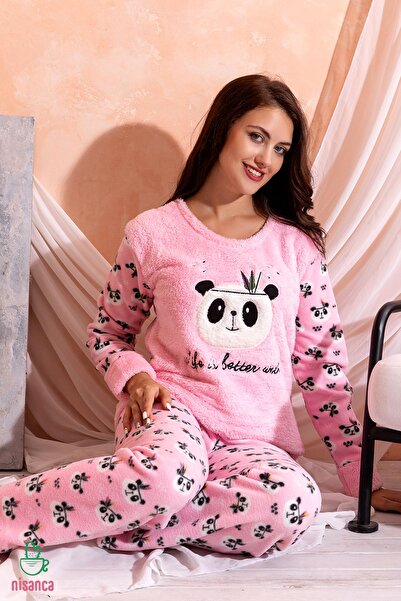 nisaNCa Χειμερινό Γυναικείο Σετ Πιτζάμες Welsoft Fleece - Πρωτοχρονιάτικες Πυτζάμες