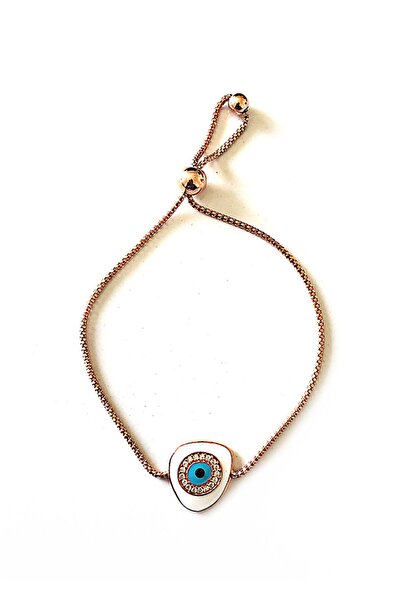 SUNSHINE 925 Ayar Rose Kaplamalı Beyaz Mineli Asansörlü Gümüş Bileklik