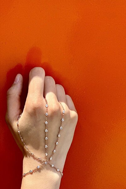 SUNSHINE 925 Ayar Rose Kaplamalı Beyaz Taşlı 3 Zincirli Gümüş Şahmeran