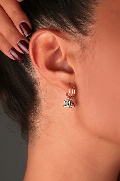 SUNSHINE 925 Ayar Gümüş Mistik Topaz Taşlı Geometrik Küpe SKU2032