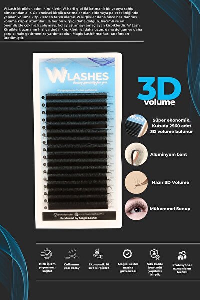 Magic Lash 3d Volume W Lash Ipek Kirpik 8/15mm Mix Premium Ekonomik 16 Sıra