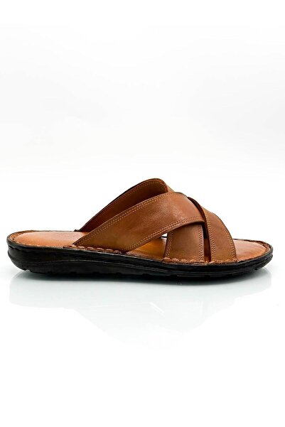 sermoda Hakiki Gerçek Deri Erkek Terlik Hafif Terlik Deri Çapraz Taba