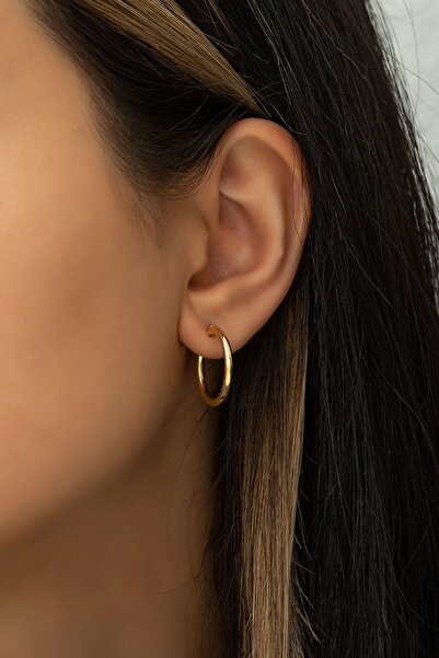 SUNSHINE 925 Ayar Gold Kaplamalı 2 Cm Halka Gümüş Küpe