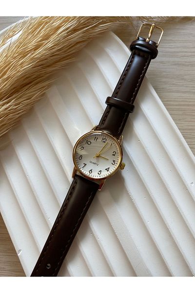 QUARTZ Rubsey Minimal Vintage Women Wristwatch Retro Leather Band 1 Pcs