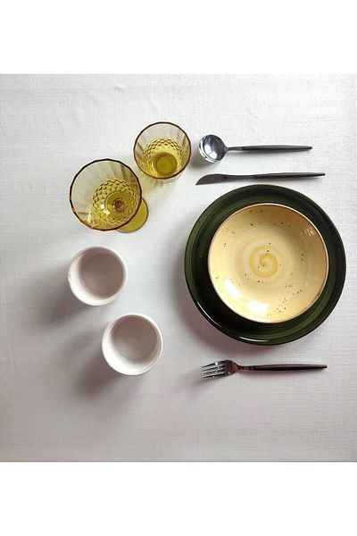 PİKKO HOME Ecru Linen Effect Thick Polyester Table Cloth(Lm)