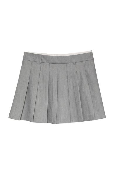 Quzu Gray Mini Pleated Boxer Waist Skirt