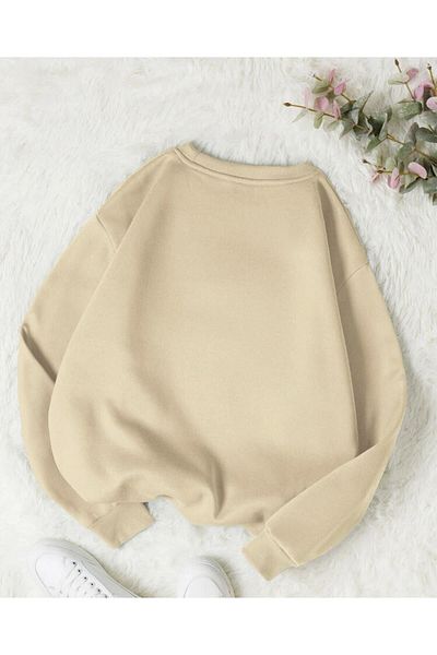 MOONBULL Unisex Μπεζ μπλούζα Bronklyn με στάμπα oversize