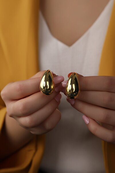 SUNSHINE 925 Ayar Gold Bottega Gözyaşı Damla Küpe