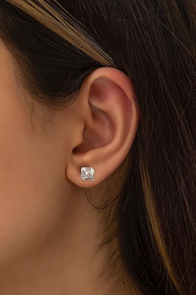 SUNSHINE 925 Ayar Rose Kaplamalı Zirkon Taşlı Minimal Tek Taş Gümüş Küpe