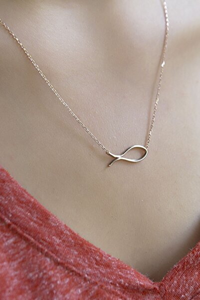 SUNSHINE 925 Ayar Rose Kaplamalı Balık Gümüş Kolye