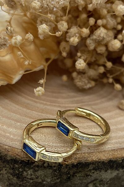 SUNSHINE 925 Ayar Gümüş Mavi Zirkon Taşlı Küpe