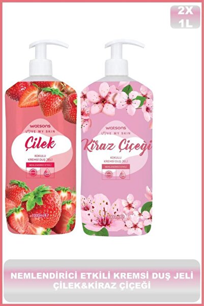 Watsons Kremli Duş Jeli 1 L Çilek & Kremli Duş Jeli 1 L Kiraz Çiçeği