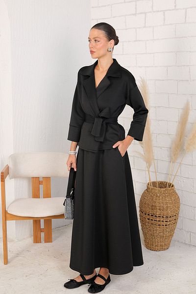 Melike Tatar Scuba Fabric Black Puff Φούστα - 32-6069