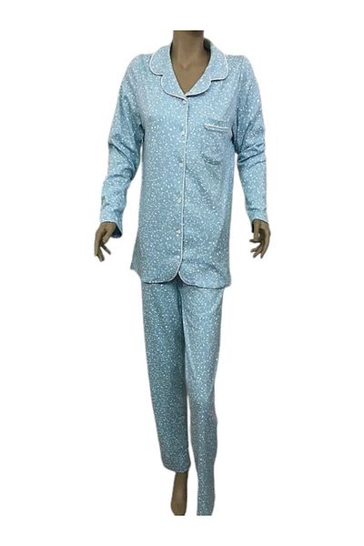 NENA COLLECTION Nena Women's Open Front Pajama Set-14299-turquoise