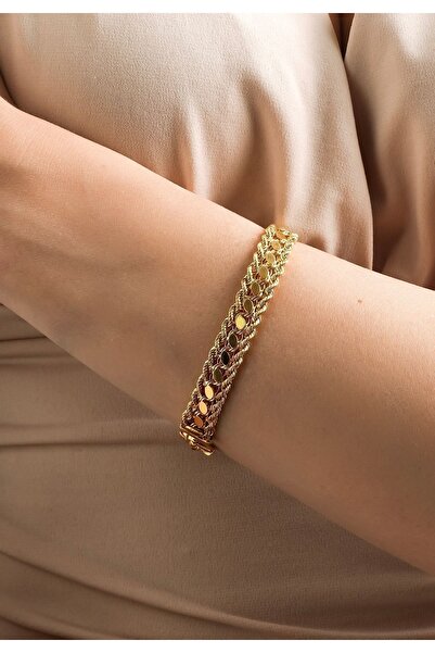 Dores Gold Altın Pullu Halat Zincir Bileklik