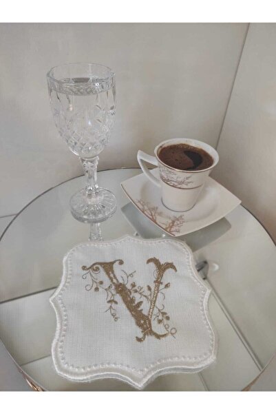 LİNDA MİA منديل كوكتيل حرف "v" ذهبي مفرد