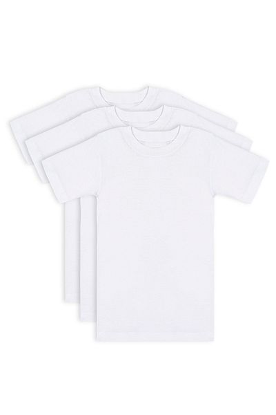 ÖZKAN underwear Boy's Undershirt T-Shirt - Pack of 3, 100% Cotton, Flexible and Comfortable Half Sleeve, Closed Neck
