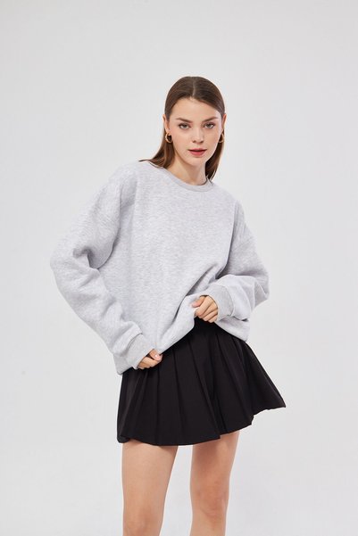 Moda Işık Unisex Grimelanj Renk Basic Sweatshirt Bisiklet Yaka Hoodie %100 Pa...