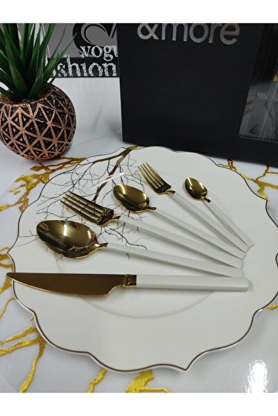 Pink&More Sultan 72 Parça 12 Kişilik Çatal Kaşık Bıçak Takımı Beyaz