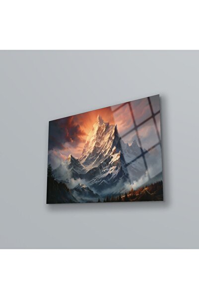 BV DEKOR Γυάλινη ζωγραφική τοίχου με θέμα το βουνό, Μοντέρνα διακόσμηση φύσης...