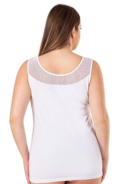 ÖZKAN underwear Özkan 20575-bb قميص نسائي أبيض مقاس كبير من القطن الليكرا مع تفاصيل حزام سميك ورقبة حمام السباحة