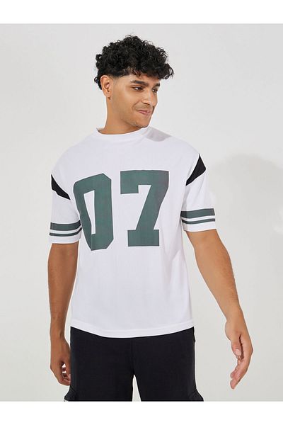 Styli Oversized Varsity Print Crew Neck T-Shirt