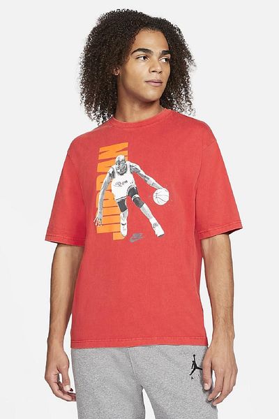 Nike Jordan Vintage Graphic Tee Printed Cotton Red T-Shirt