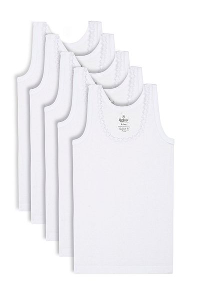 ÖZKAN underwear Özkan 0800 5 عبوات مضلع للفتيات 100% قطن مرن مريح بحزام سميك طوق تطريز ديزي دي