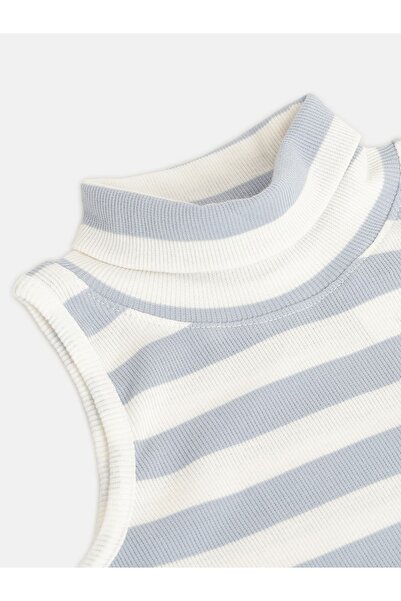 NOH-VOH By Styli Striped High Neck Sleeveless Rib Top