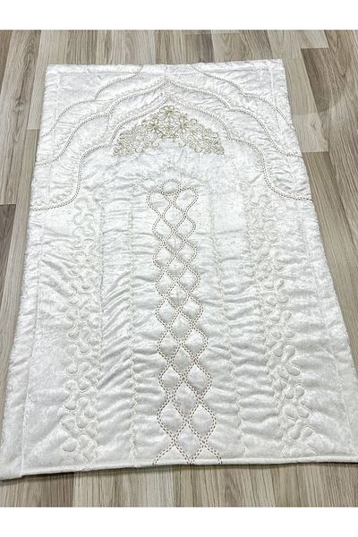 AYHANHOME French Velvet Dowry Bridal Set - Guipure Embroidered Prayer Mat