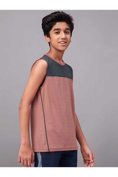 Technosport By Styli Color Block Crew Neck Sleeveless T-Shirt