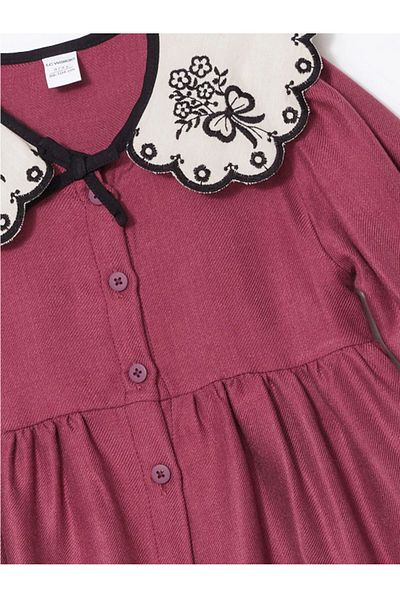 LC Waikiki Lcw Baby - Light Plum, Baby Collar, Long Sleeve Baby Girl Dress