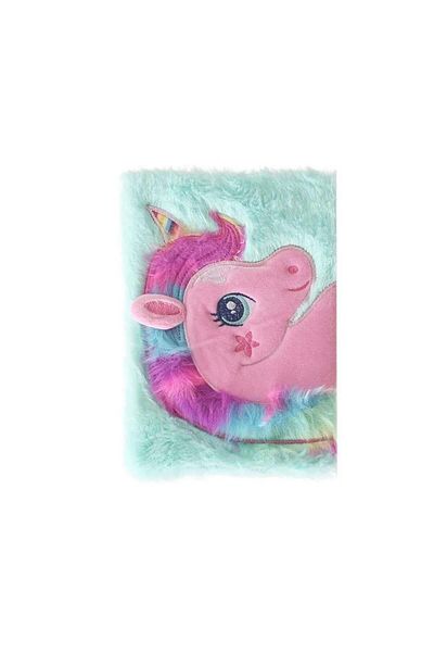 Hediye Vakti Λούτρινο ριγέ σημειωματάριο με σχέδιο Unicorn