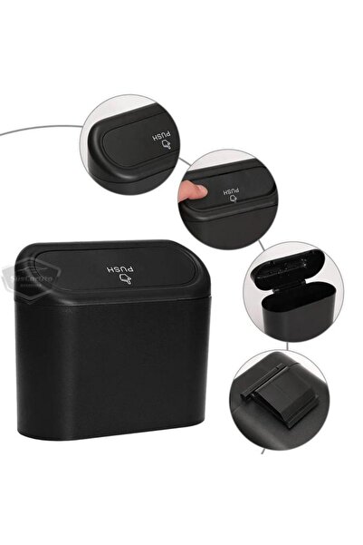 Genel Markalar Araç İçi Çöp Kovası Portatif Taşınabilir Kapaklı Araba Çöp Kut...