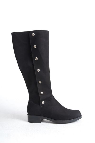 Shoesers Дамски ботуши от велур със специален дизайн - с копчета