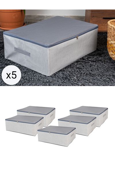 NACAREV Σετ 5 τεμαχίων μεγάλου μεγέθους Anthracite Line Pattern Organizer Under Base 60x40x20 cm