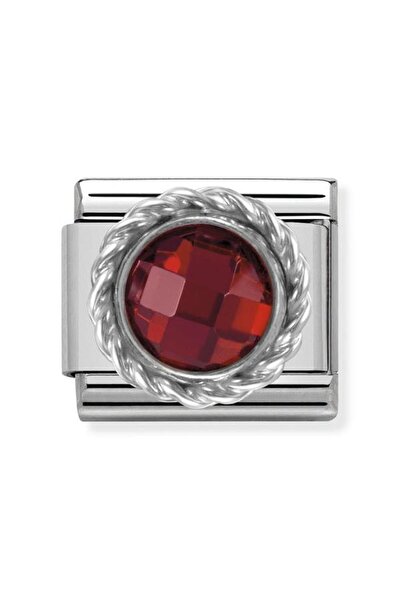 NOMİNATİON Composable Classic Dekoratif Link - Taşlar Yüzey İşlemeli - Kırmızı - (005 Red) 925 Gümüş
