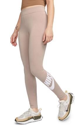 Nike Sportswear Club High Rise Cotton Leggings Yuksek Belli Pamuklu Bej Tayt Fiyat Yorumlar Trendyol