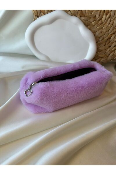 MELSEA Peluş Kalemlik Kalpli Saten Astarlı Kalem Kutusu