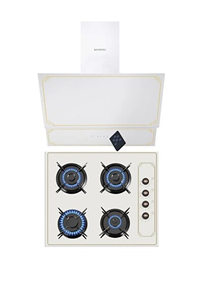 KUMTEL Rustik Bej 2'li Ankastre Cam Seti (Ocak-Dokunmatik Davlumbaz)