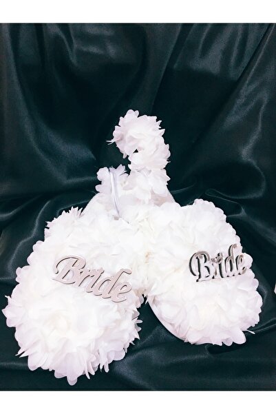Genel Markalar Beyaz Çiçek Detaylı Bride Pleksi Gelin Terliği Ve Tacı – Terlik