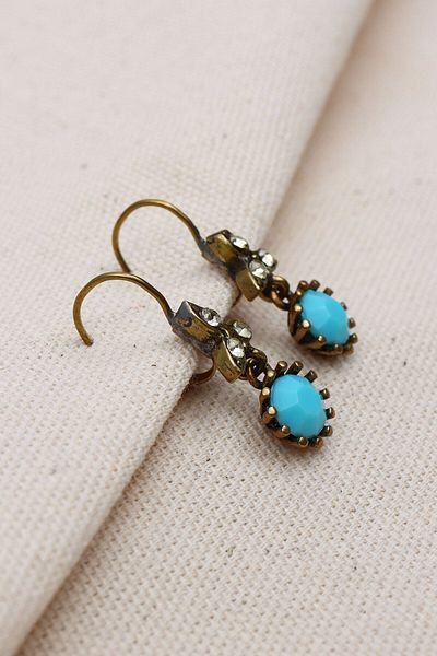 Süspüs Accessories Round Authentic Earrings - Turquoise Stone Dangle