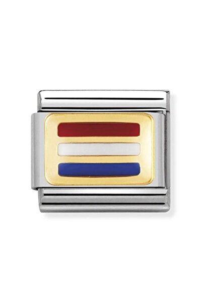 NOMİNATİON Composable Classic Dekoratif Link - Bayraklar Avrupa - Hollanda - (12 HOLLAND) 18K Altın