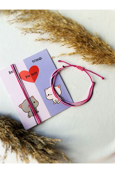 Atölye Merdiven Couple Bracelet Purple Rope Bracelet - 2-Piece Cat Friend Wife Bff Bracelet