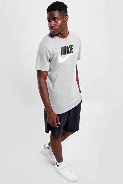Nike Sportswear Futura Swoosh Logo Tee t Shirt Unisex Printed T-Shirt Gray