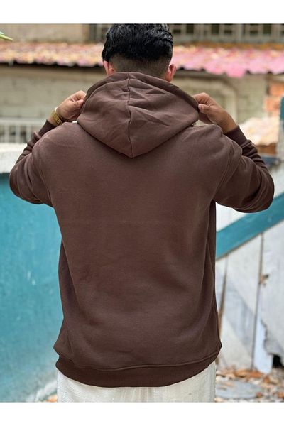 DEEPSENCE Φούτερ SOUTHERN ROSE Printed Unisex Oversize - Καφέ με κουκούλα