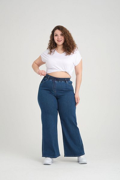 SERRA BÜYÜK BEDEN ELASTIC BOWL LEG PANTS