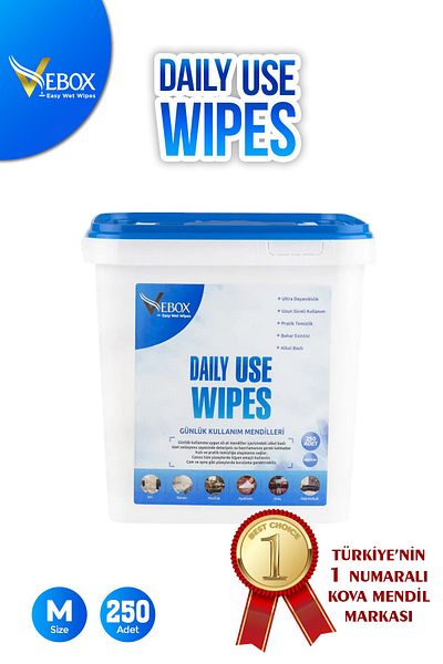 VEBOX Daily Use Wipes Daily Use Bucket Wet Wipes 250 Pieces